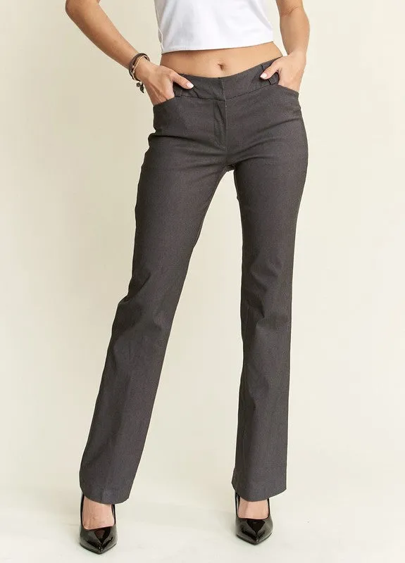 Gray Regular Rise Slim Bootcut Pants