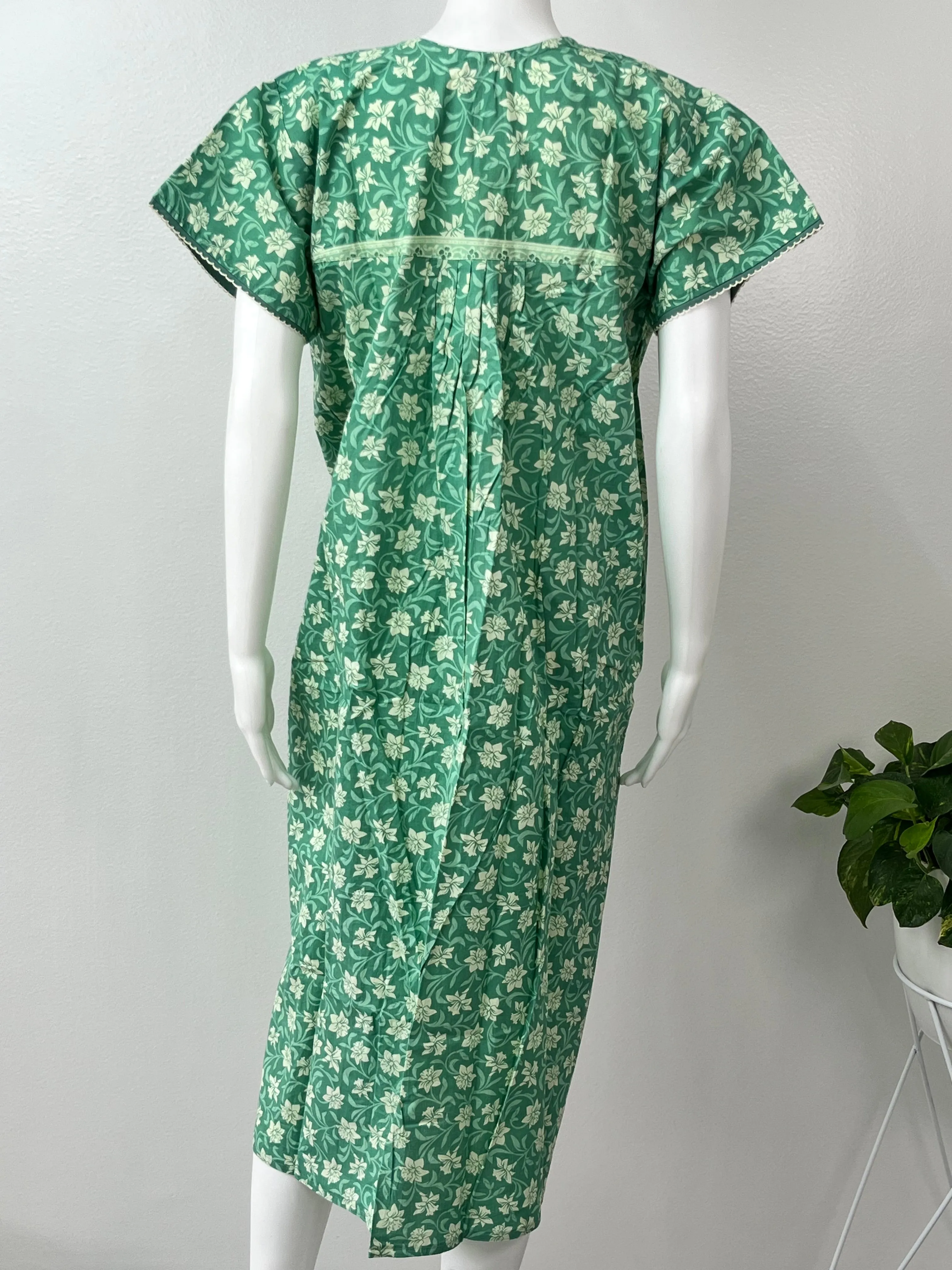 Green Knee-Length 100% Cotton Nighty for Women