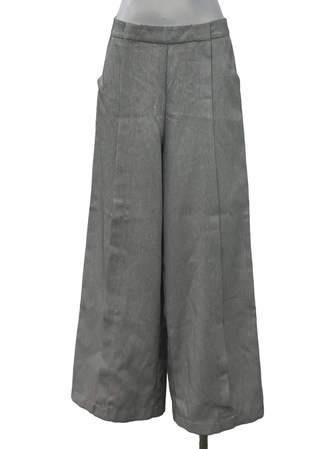 Grey Pinstripe Panel Pants