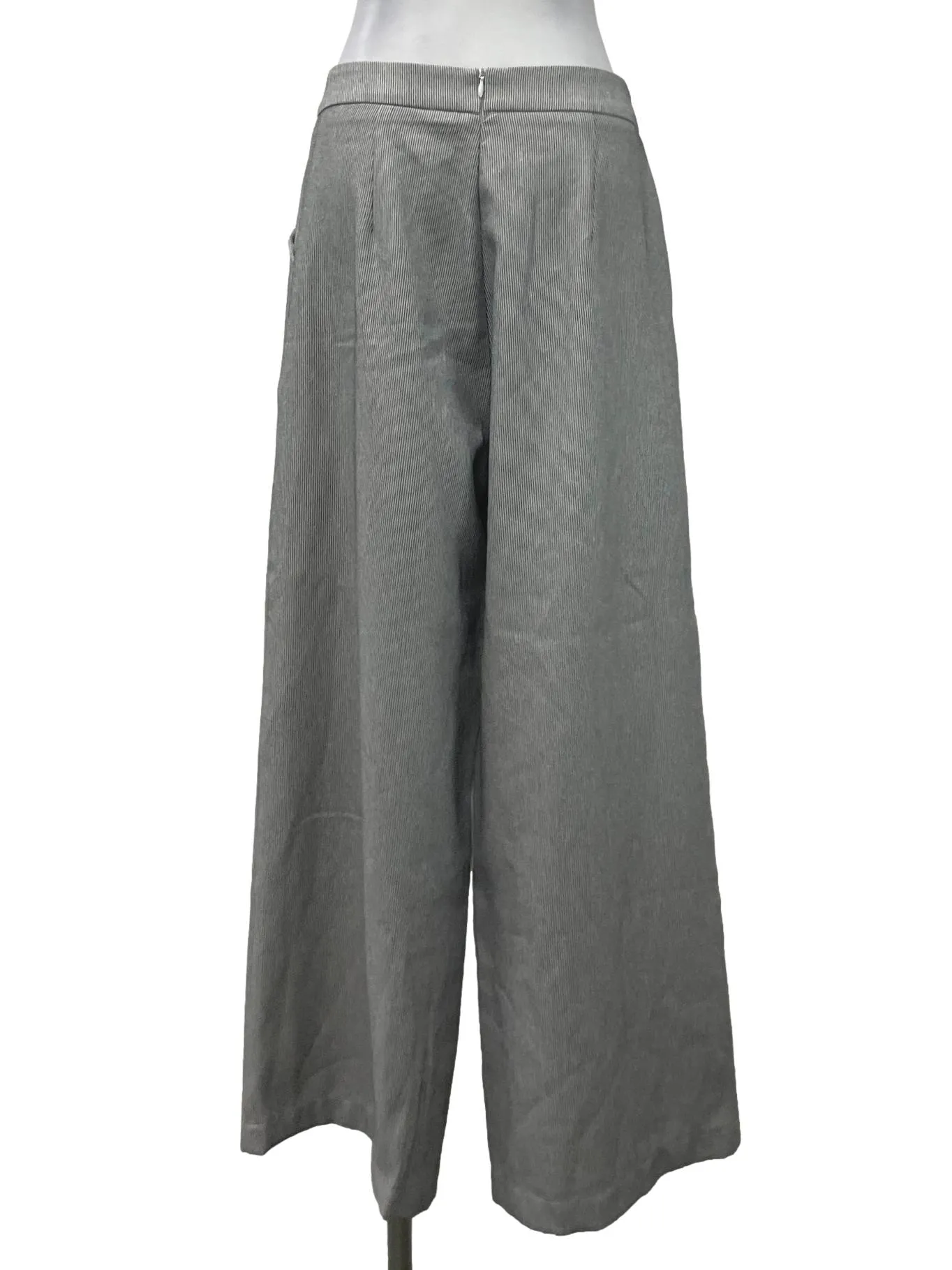Grey Pinstripe Panel Pants