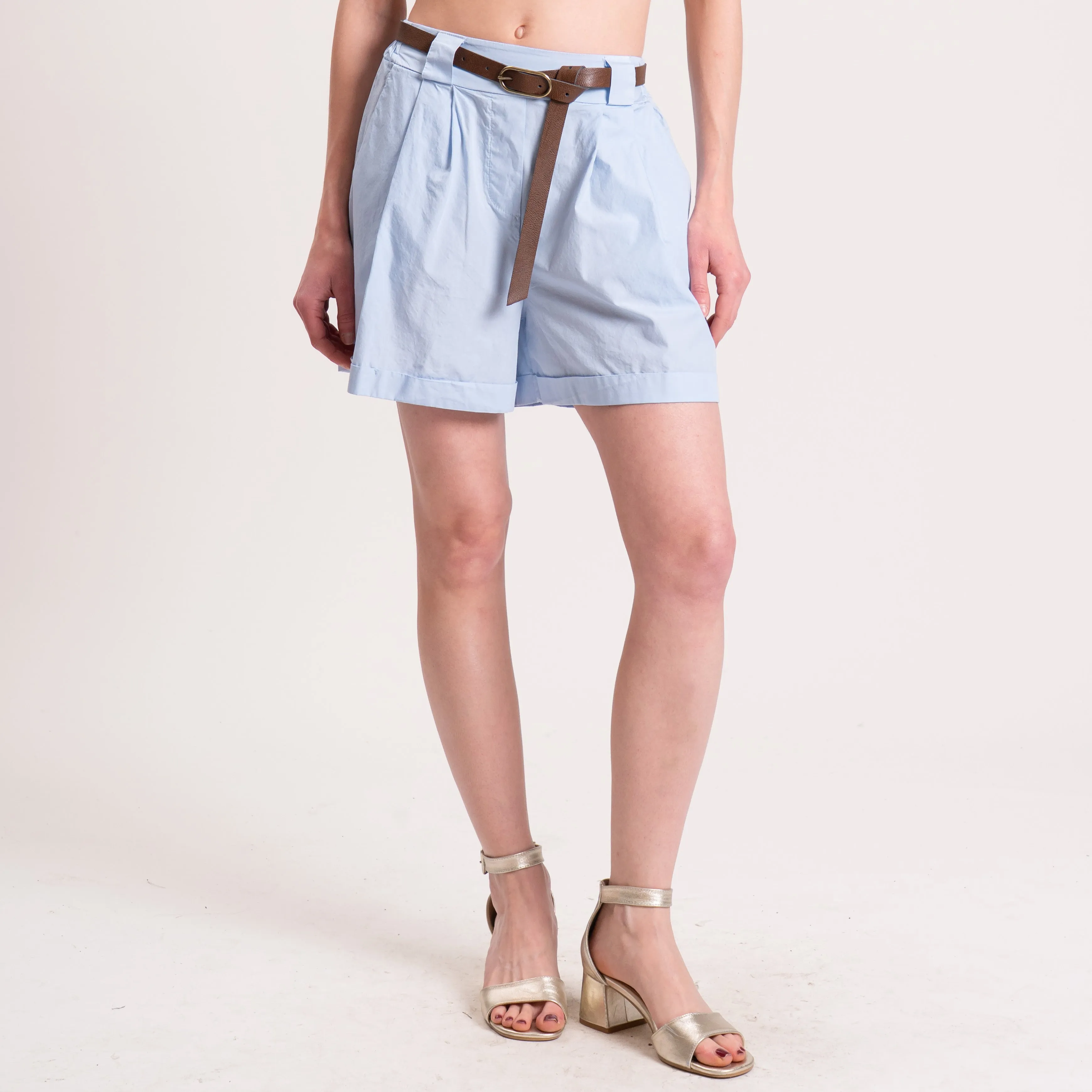 Haveone-Shorts popeline cotone light - cielo