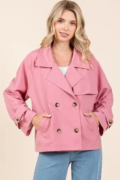 Hazel Blues® |  Mittoshop Double Breasted Long Sleeve Trench Coat Jacket