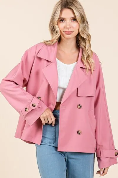 Hazel Blues® |  Mittoshop Double Breasted Long Sleeve Trench Coat Jacket