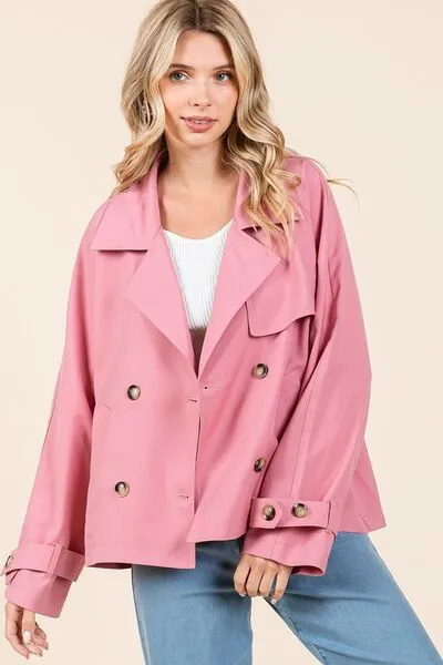 Hazel Blues® |  Mittoshop Double Breasted Long Sleeve Trench Coat Jacket