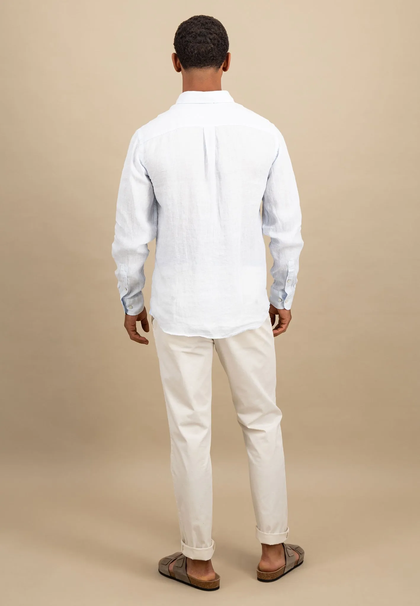 Hemd aus Leinen mit Button-Down-Kragen