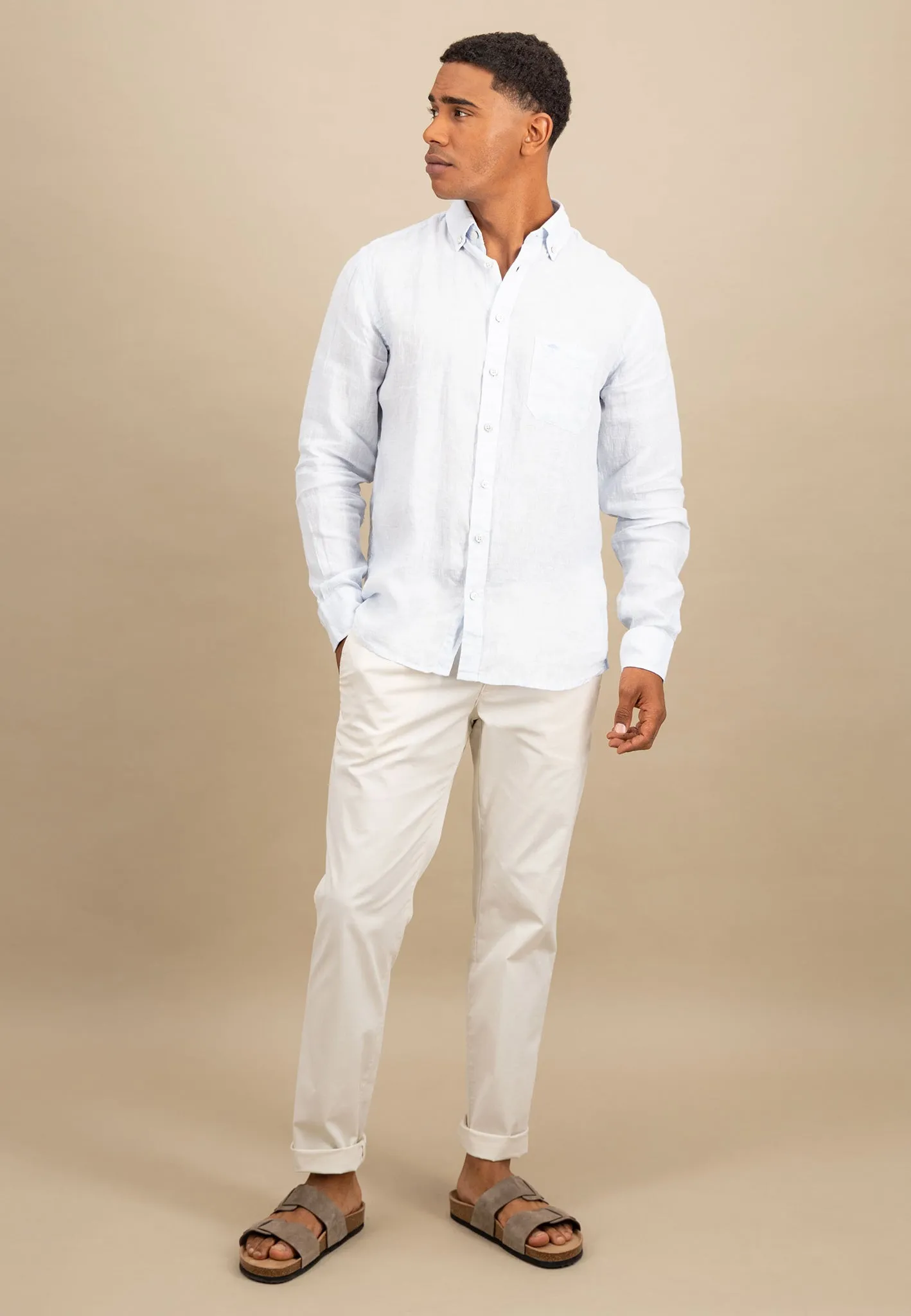 Hemd aus Leinen mit Button-Down-Kragen