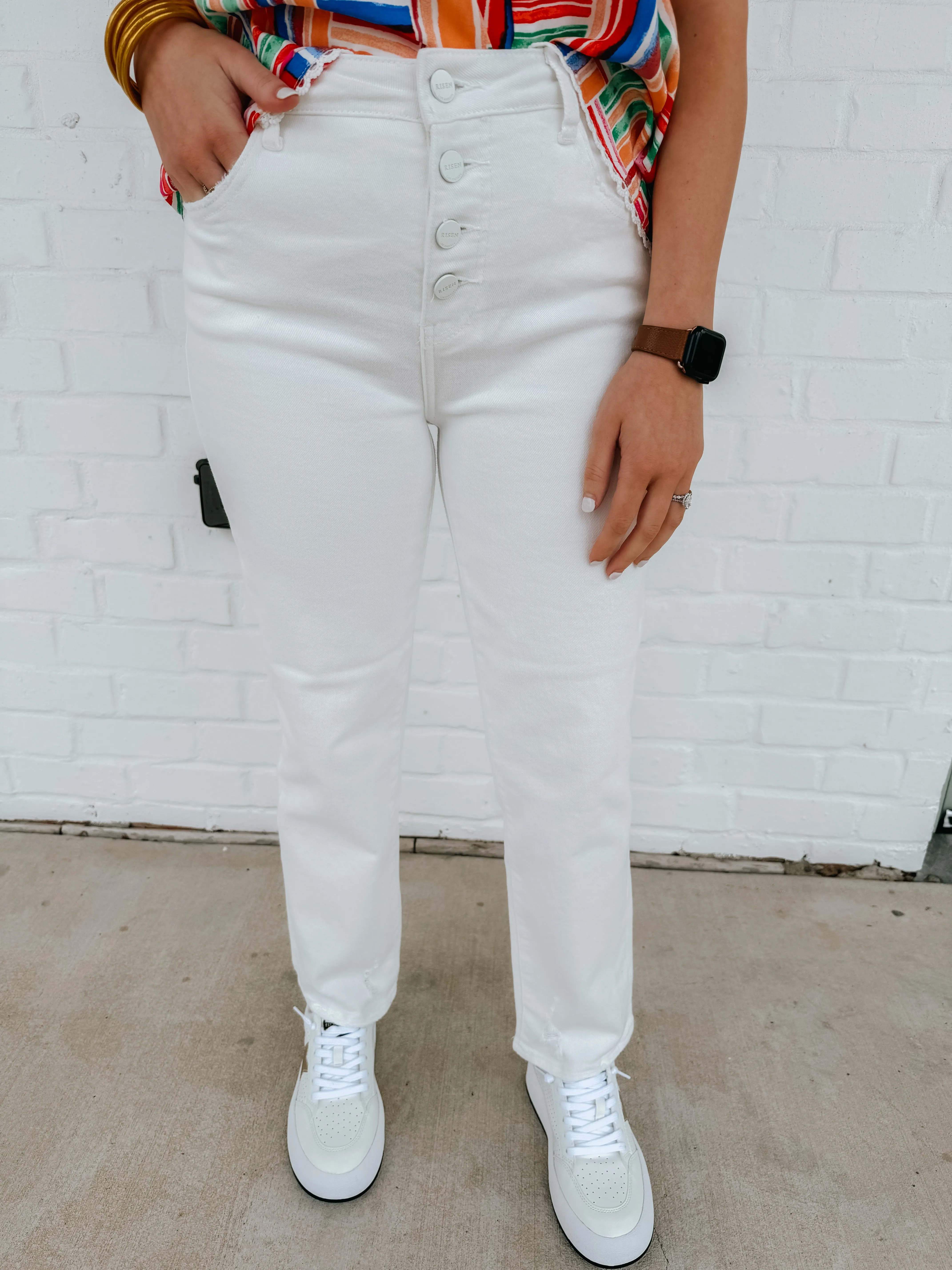 High Rise White Denim
