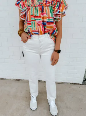 High Rise White Denim