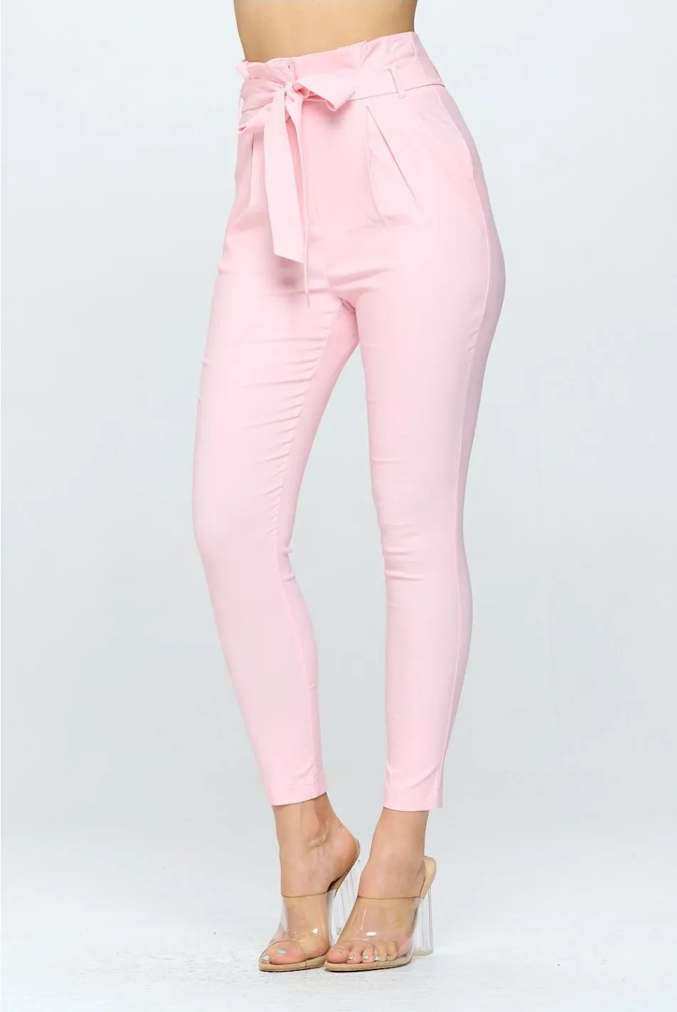 Highwaist tie front Pink