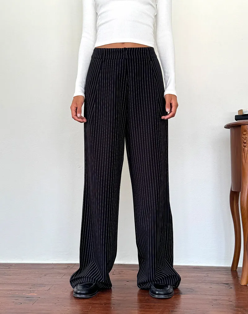 Hondra Trousers in Pinstripe Black