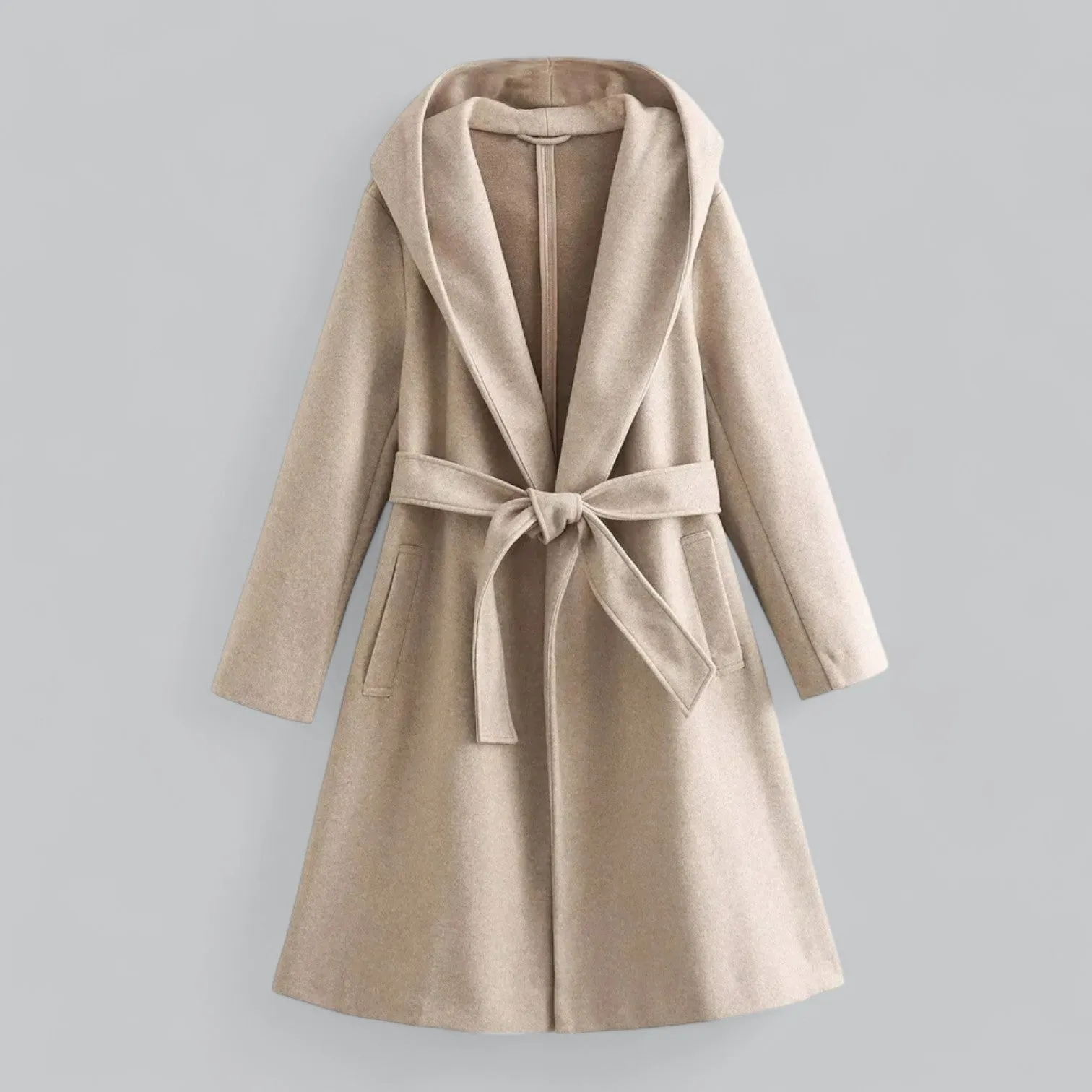 Hooded Long Trench Coat with Belt | Women's Stylish Outerwear | Water-Resistant Fabric, Adjustable Waist, and Warm Lining