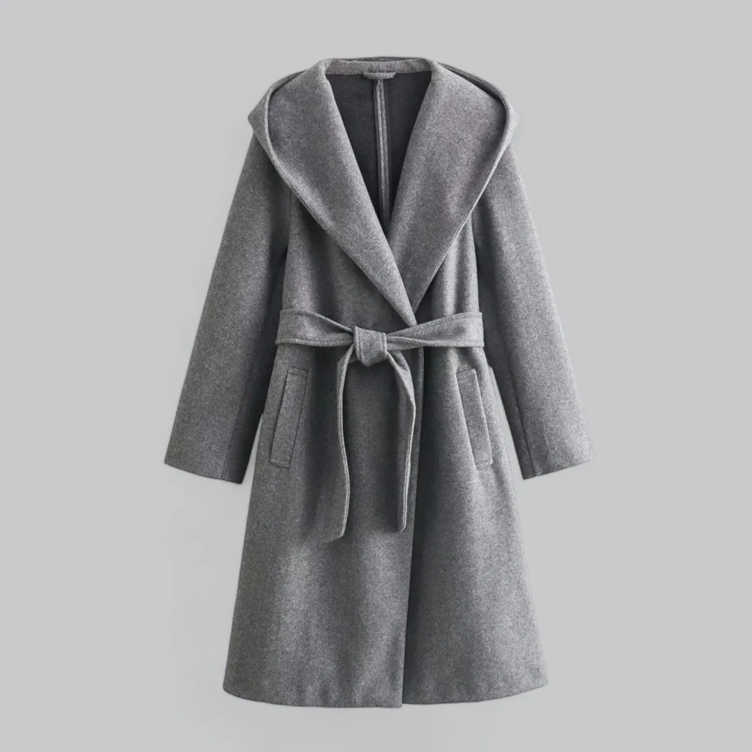 Hooded Long Trench Coat with Belt | Women's Stylish Outerwear | Water-Resistant Fabric, Adjustable Waist, and Warm Lining
