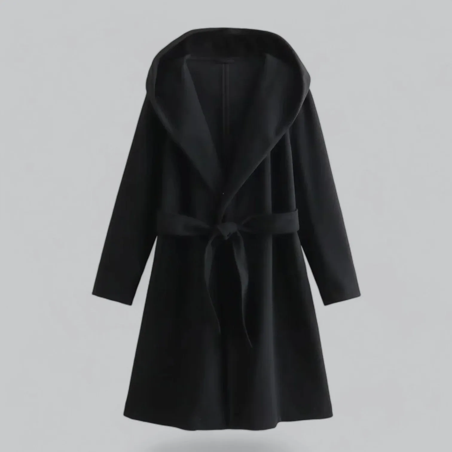 Hooded Long Trench Coat with Belt | Women's Stylish Outerwear | Water-Resistant Fabric, Adjustable Waist, and Warm Lining