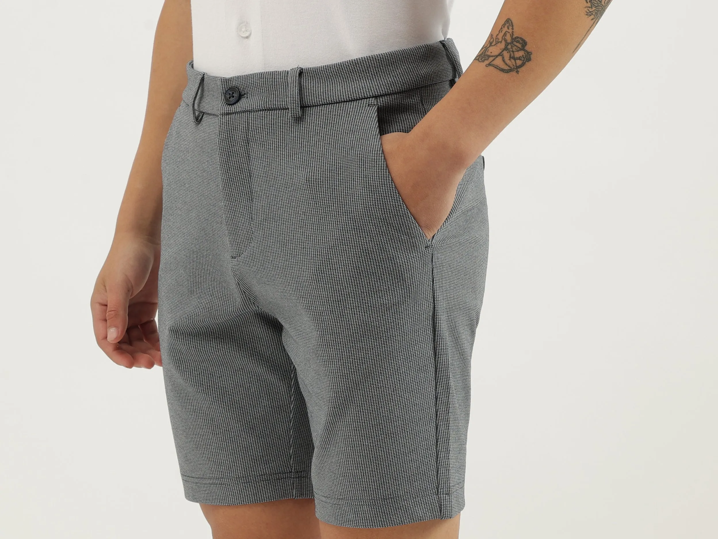 Houndstooth Slim Fit Shorts