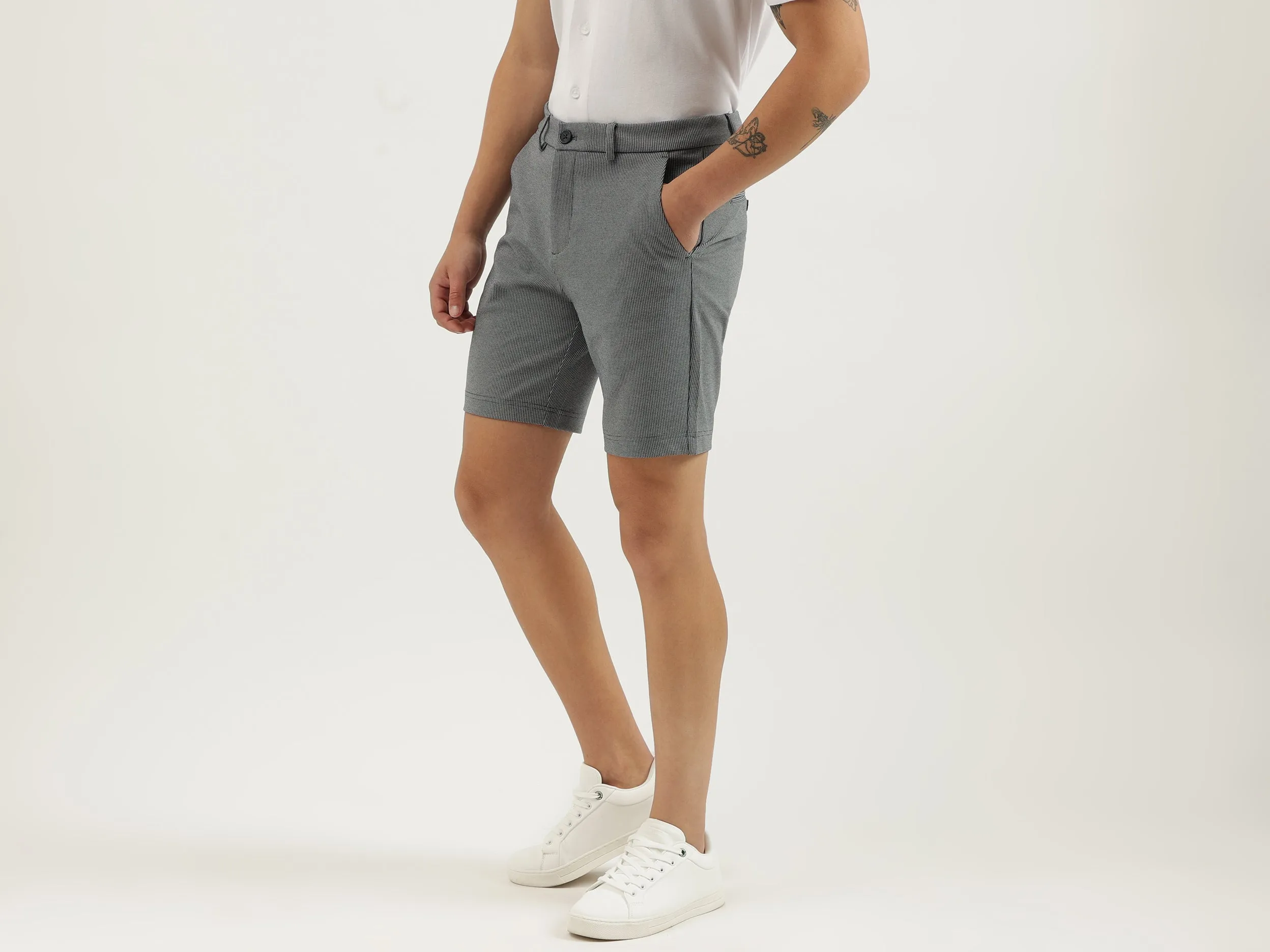 Houndstooth Slim Fit Shorts