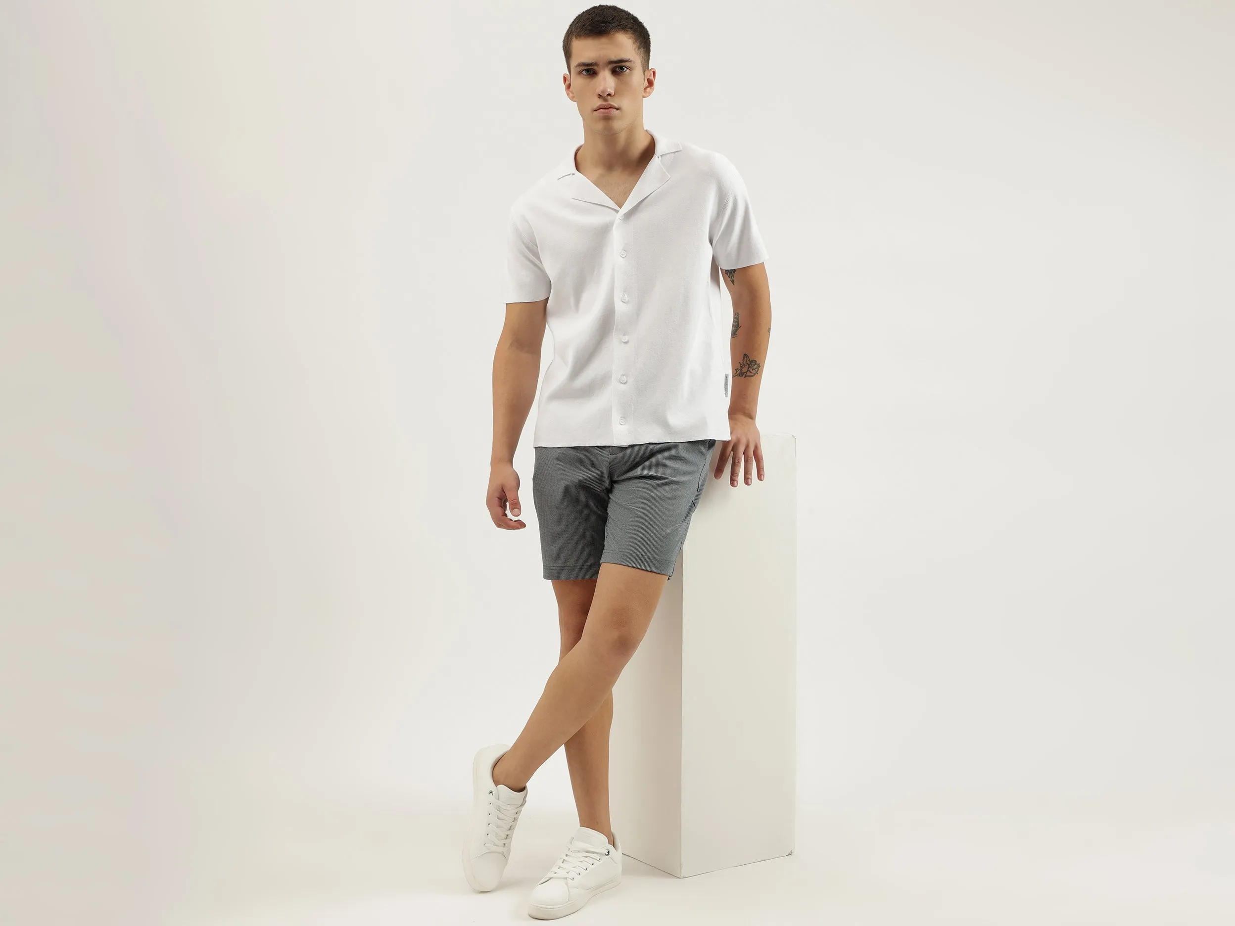 Houndstooth Slim Fit Shorts