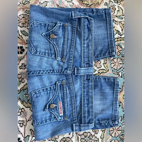 Hudson Sz 27 Viceroy Denim Bermuda Shorts Destroyed Blue Jean Flap Pocket $205!