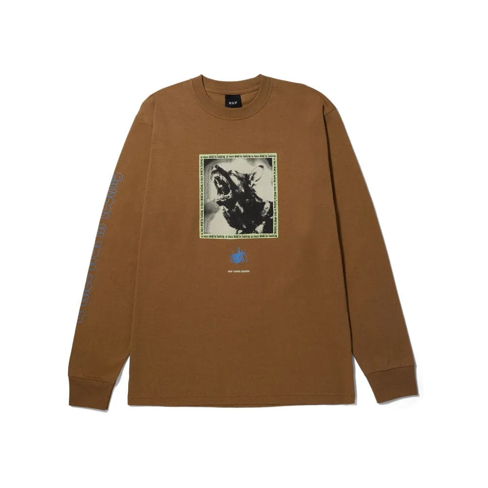HUF 'Beware' Long Sleeve T-Shirt (Camel)