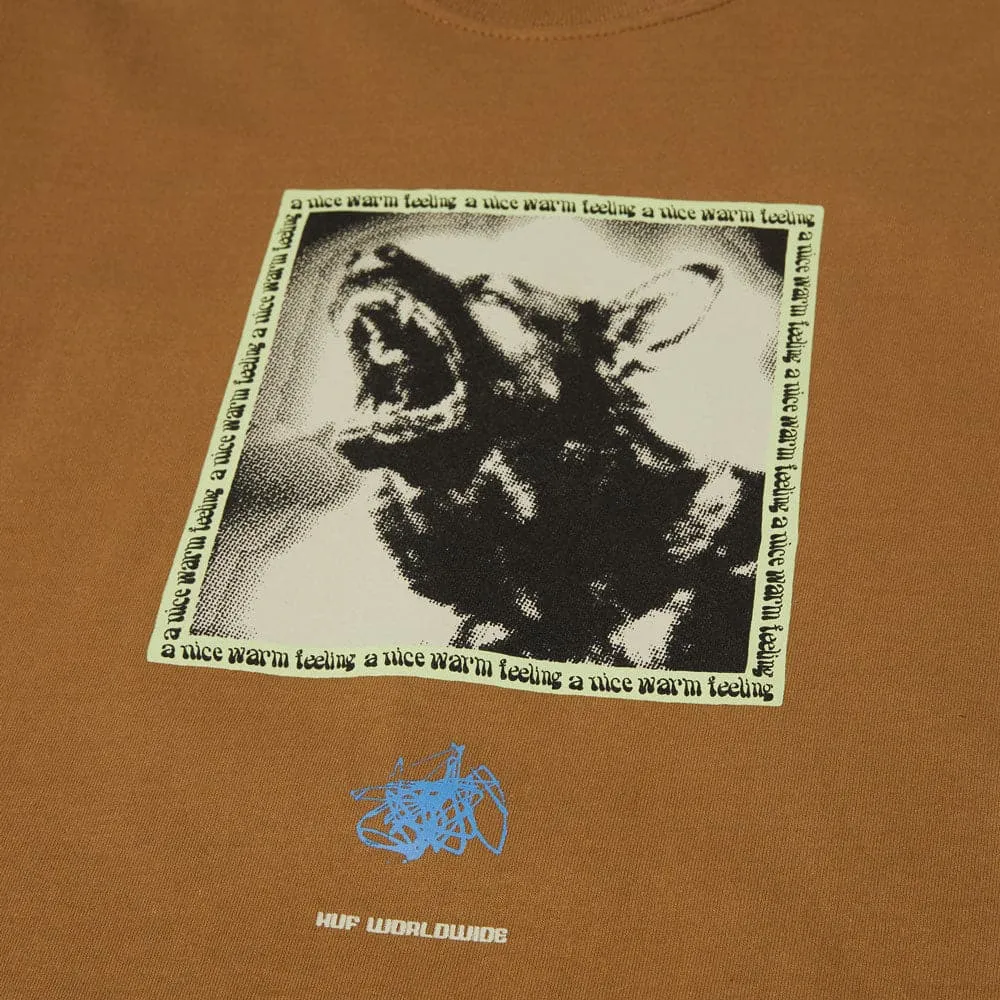 HUF 'Beware' Long Sleeve T-Shirt (Camel)