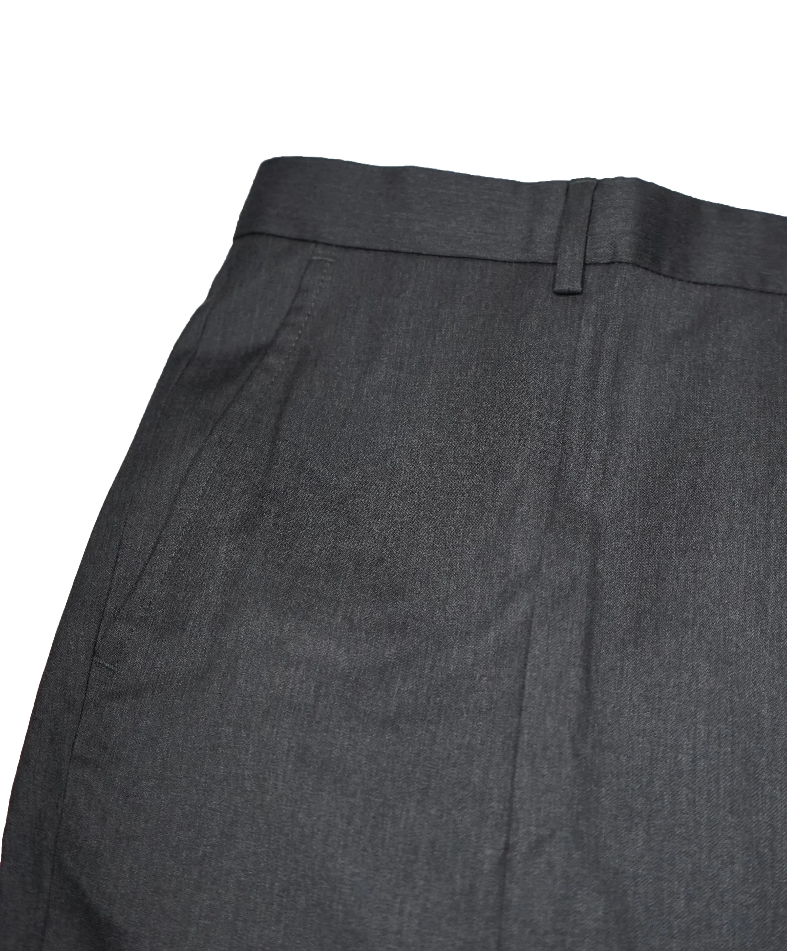 HUGO BOSS - Solid Gray Slim Flat Front Dress Pants - 35W