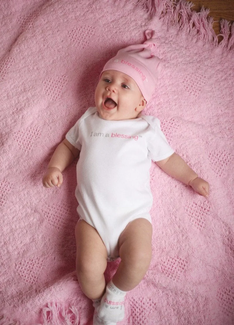 I am a blessing™ white baby girl one piece outfit