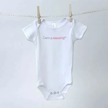 I am a blessing™ white baby girl one piece outfit