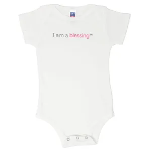 I am a blessing™ white baby girl one piece outfit