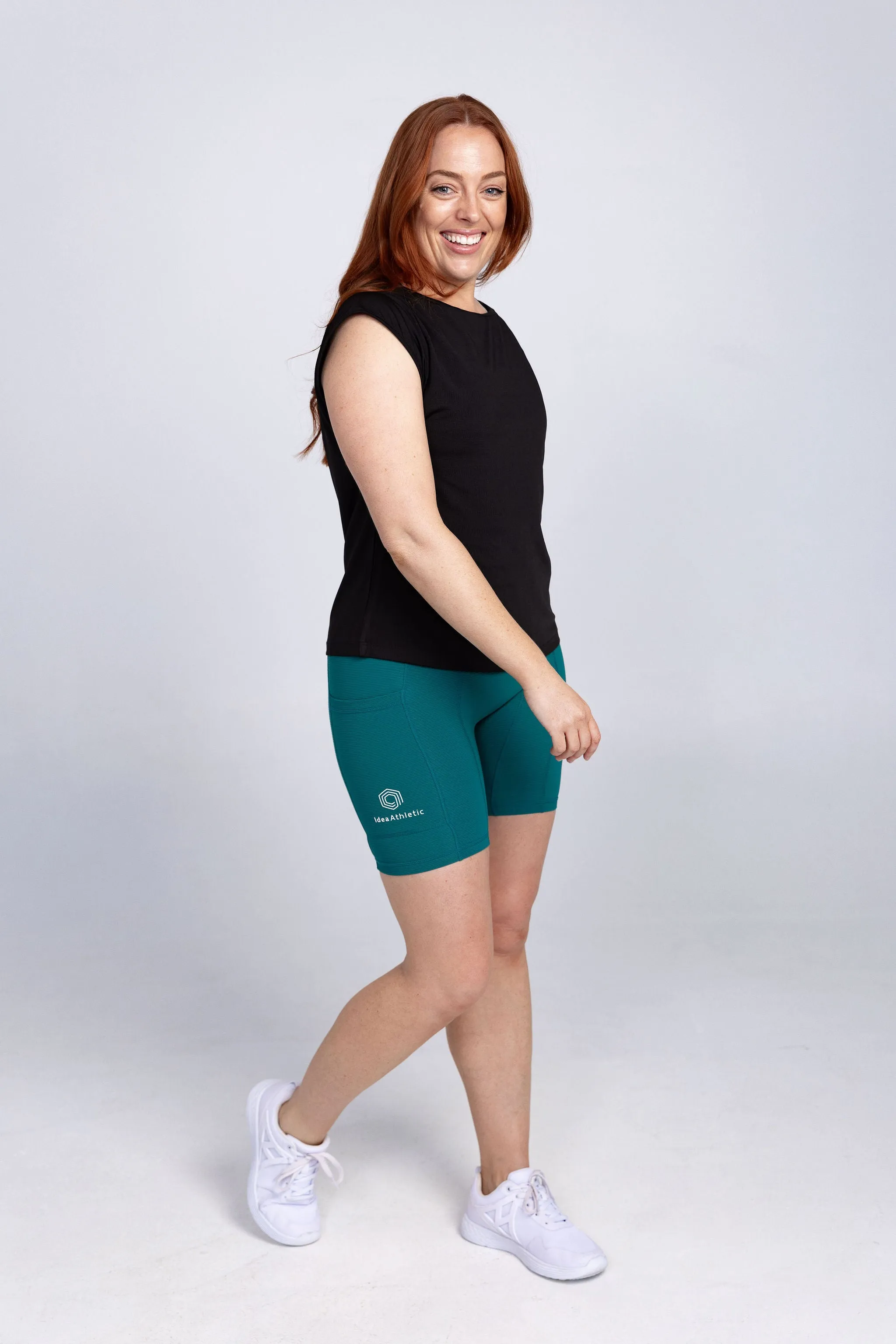 invisiSweat Bike Shorts - High Waisted Luxe Teal
