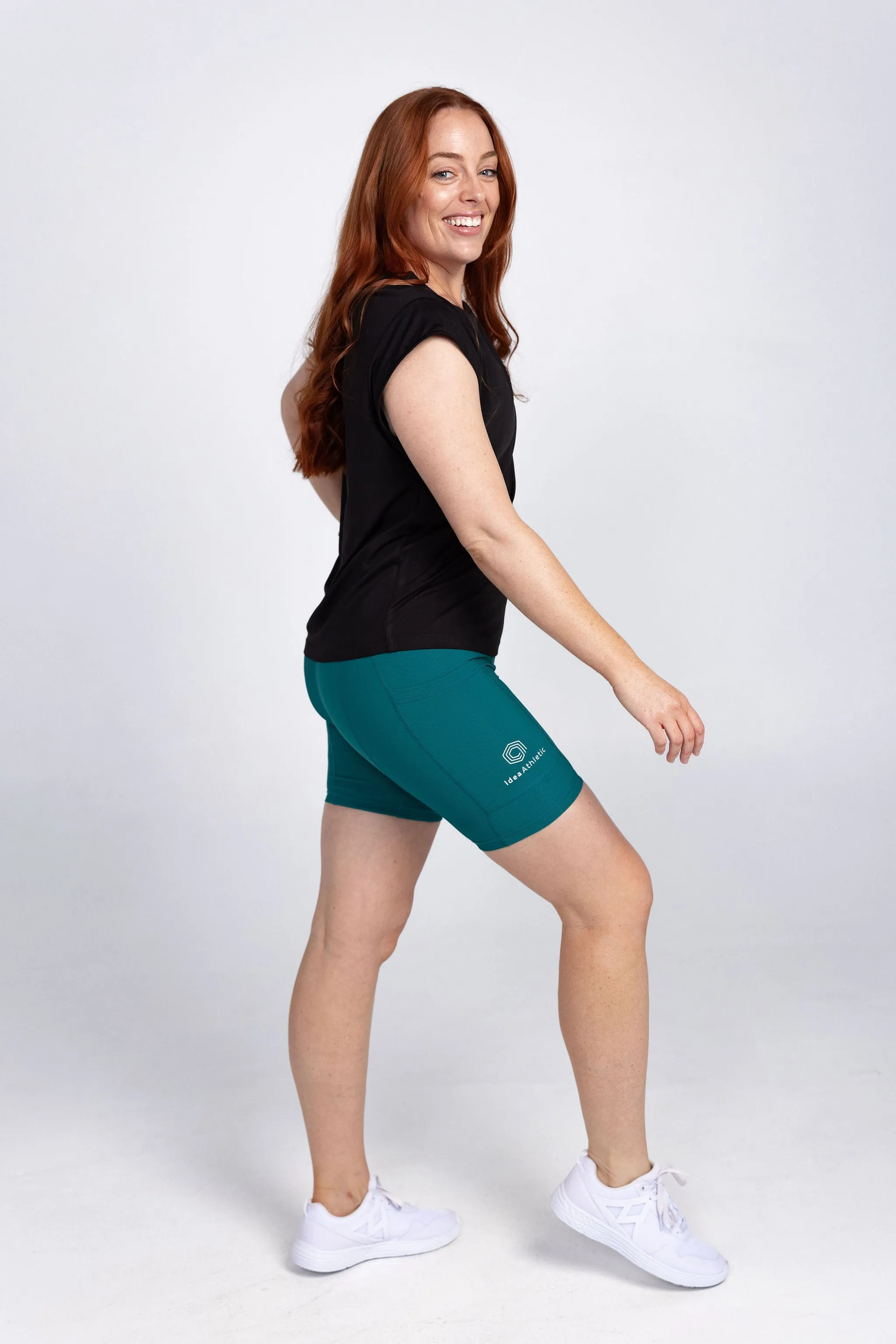 invisiSweat Bike Shorts - High Waisted Luxe Teal