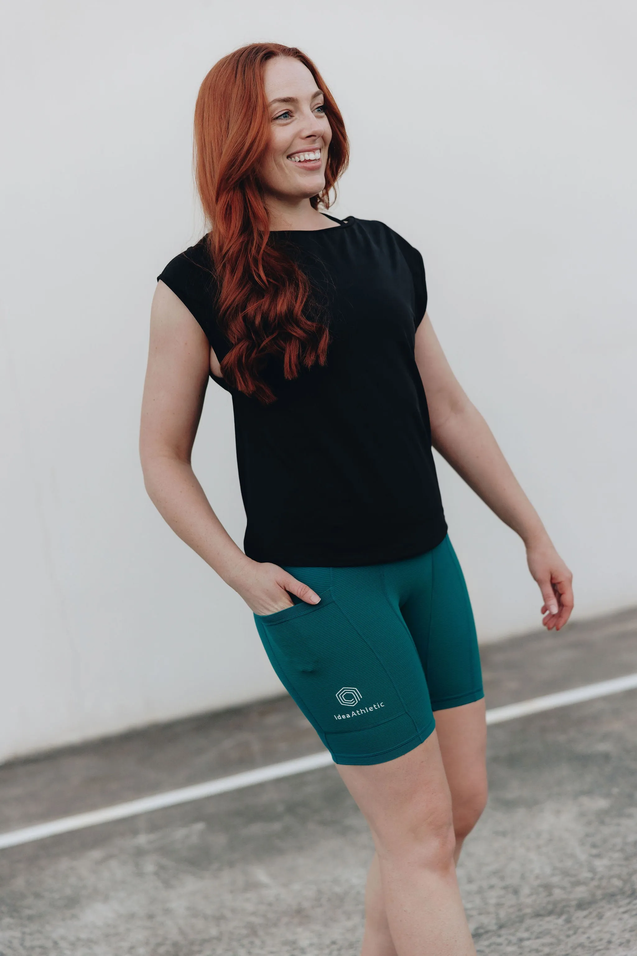 invisiSweat Bike Shorts - High Waisted Luxe Teal