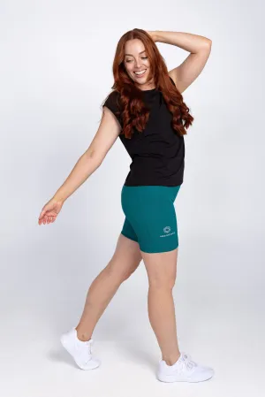 invisiSweat Bike Shorts - High Waisted Luxe Teal