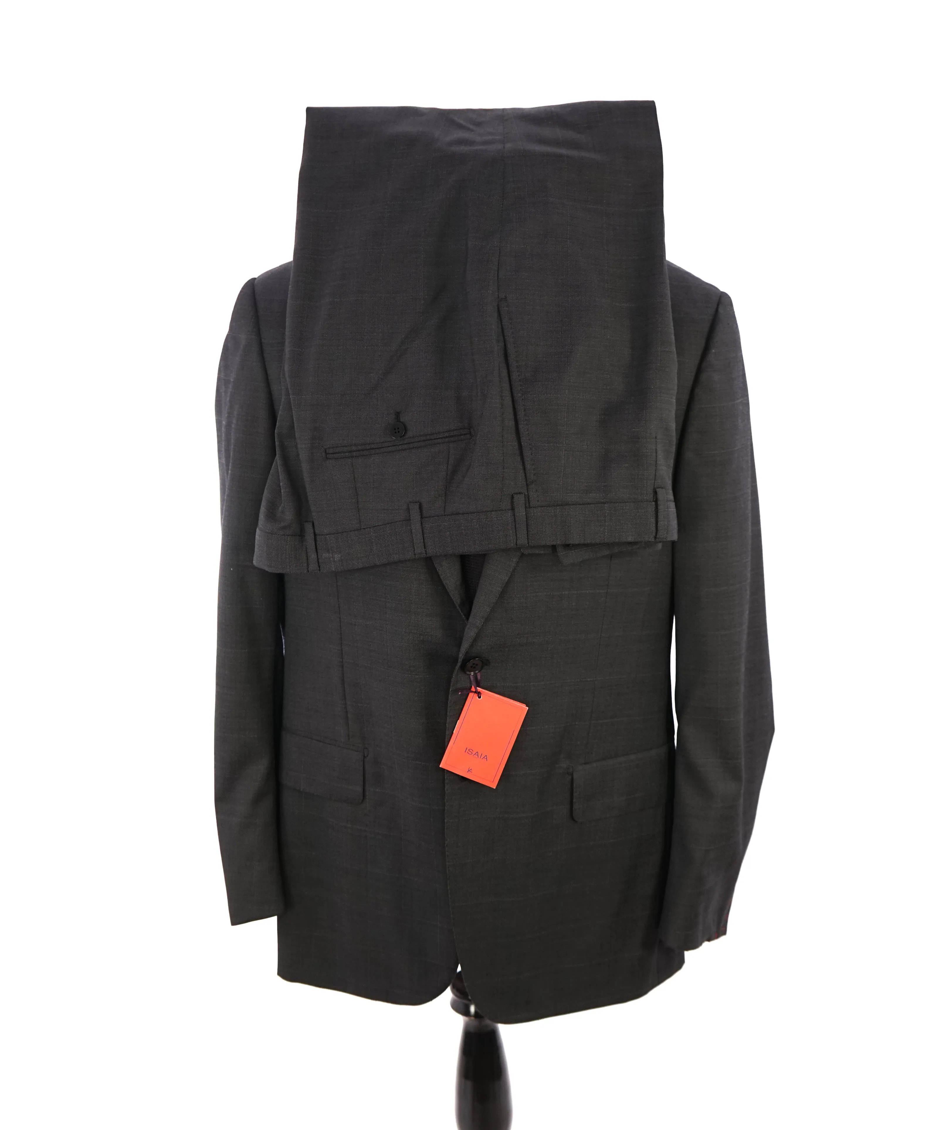 ISAIA - Gray Windowpane CORAL PIN 120's "Nuova Base S" Suit  - 44R