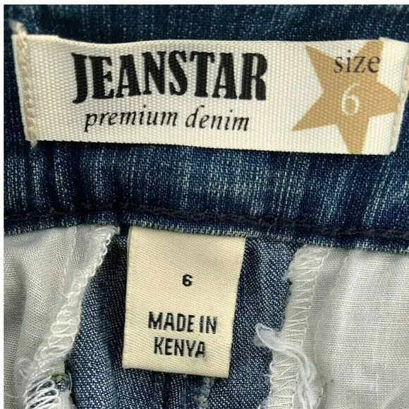 Jean Star Shorts Womens 6 Mid Rise Straight Leg Button Pockets Bermuda Denim NEW