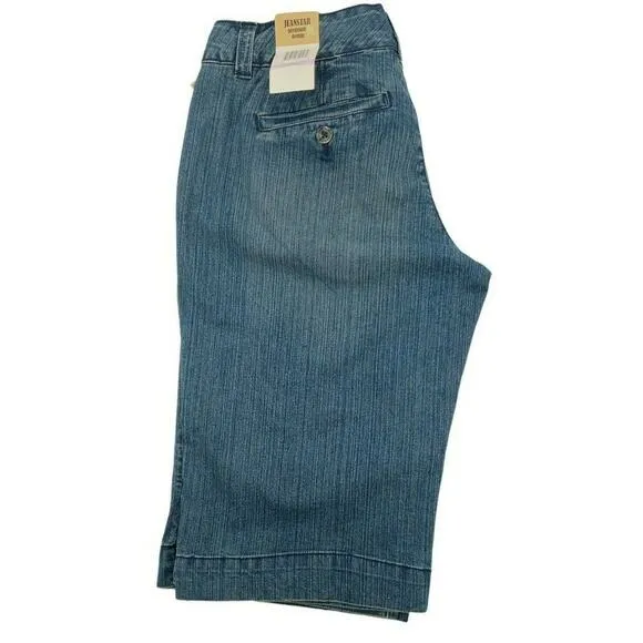 Jean Star Shorts Womens 6 Mid Rise Straight Leg Button Pockets Bermuda Denim NEW