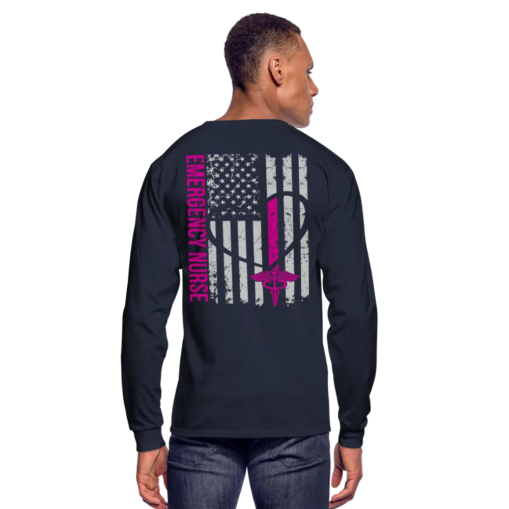 JEN RN BSN Emergency Nurse Flag Men's Long Sleeve T-Shirt