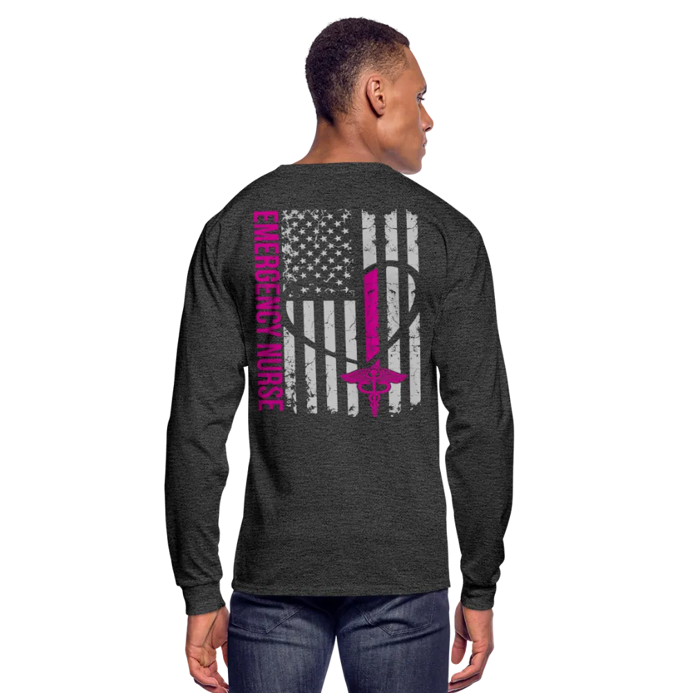 JEN RN BSN Emergency Nurse Flag Men's Long Sleeve T-Shirt