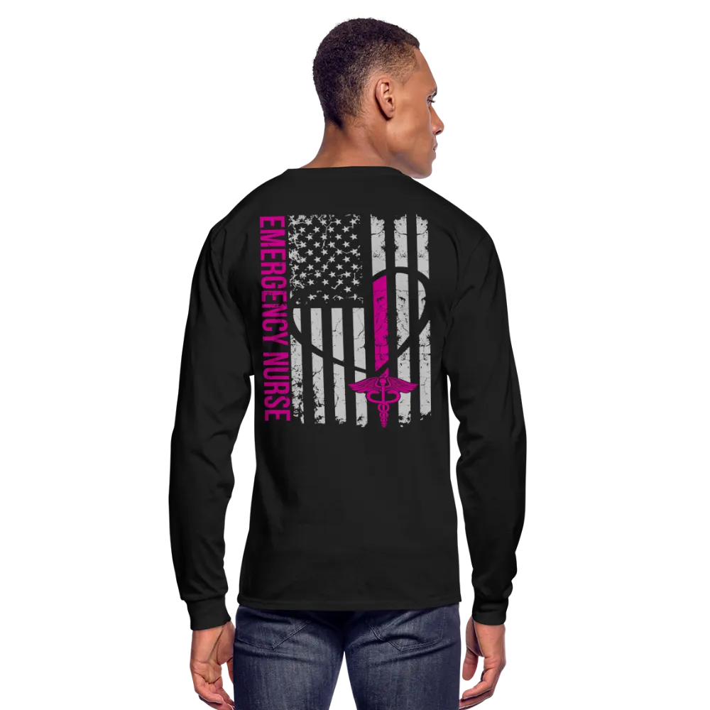 JEN RN BSN Emergency Nurse Flag Men's Long Sleeve T-Shirt