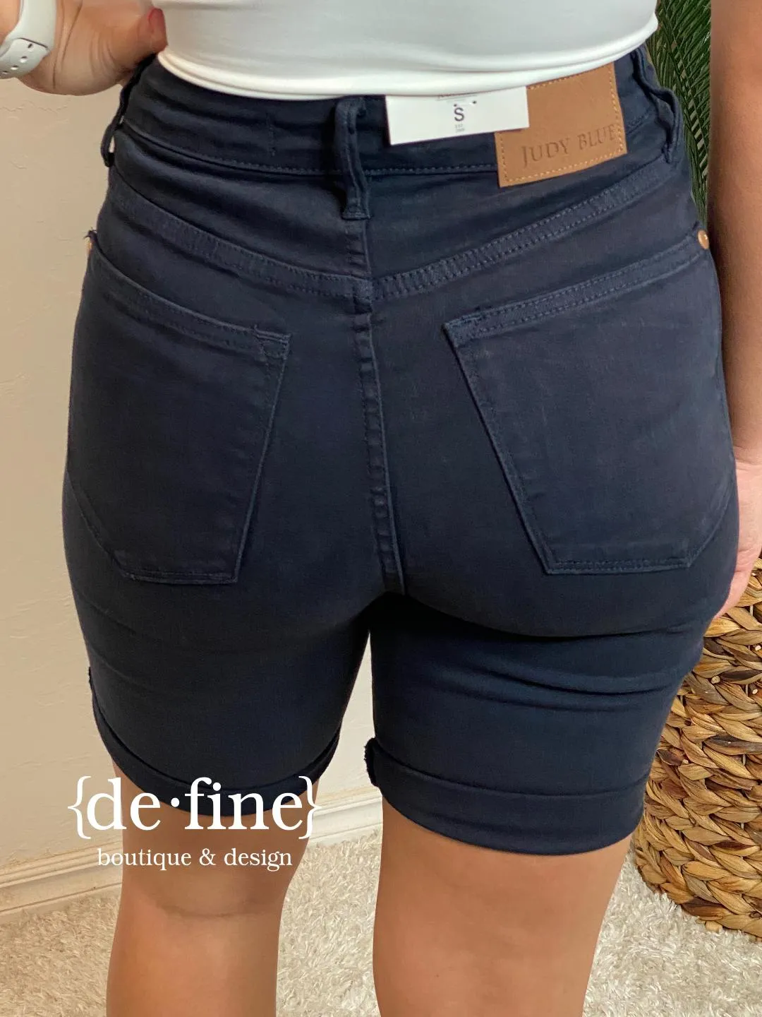 Judy Blue Navy Tummy Control Bermuda Shorts in Regular & Curvy