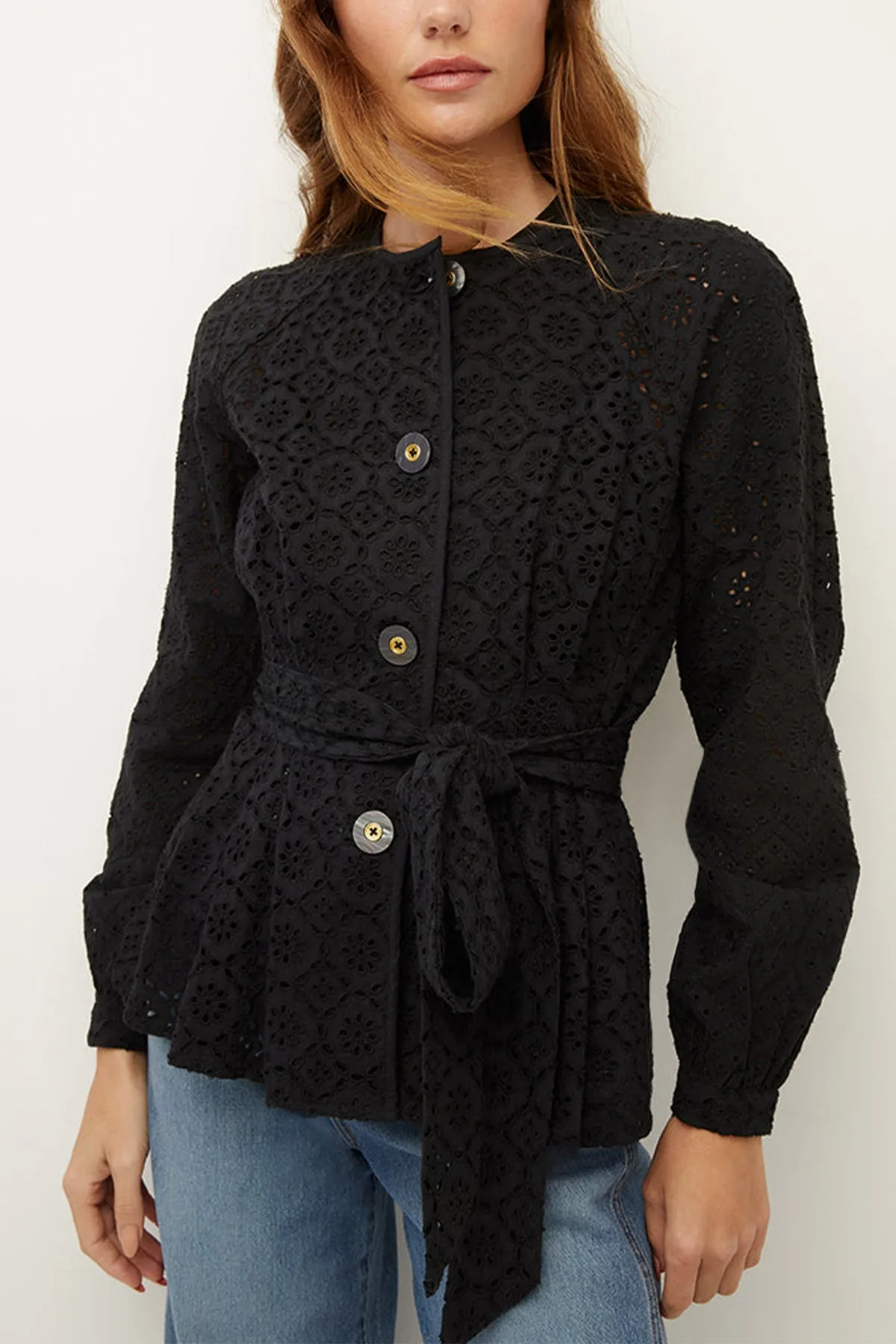 Kapnos Eyelet Jacket in Black