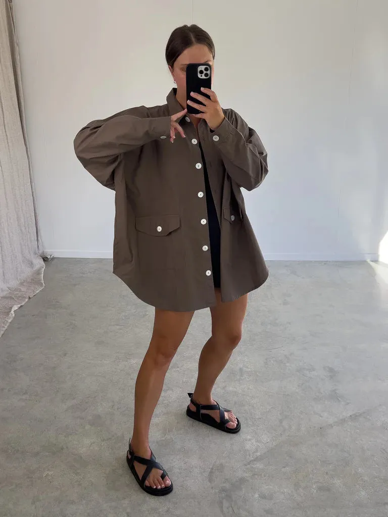 Khaki Canvas Shacket