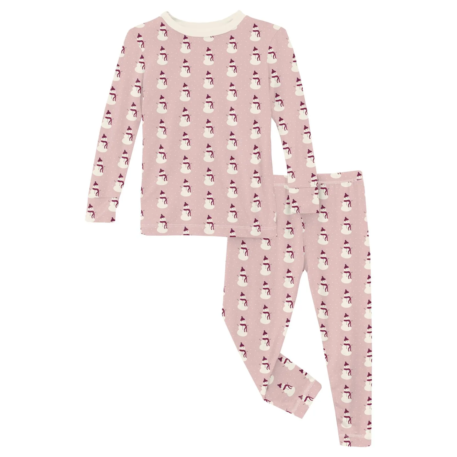 KicKee Pants Baby Rose Tiny Snowman L/S Pajama Set