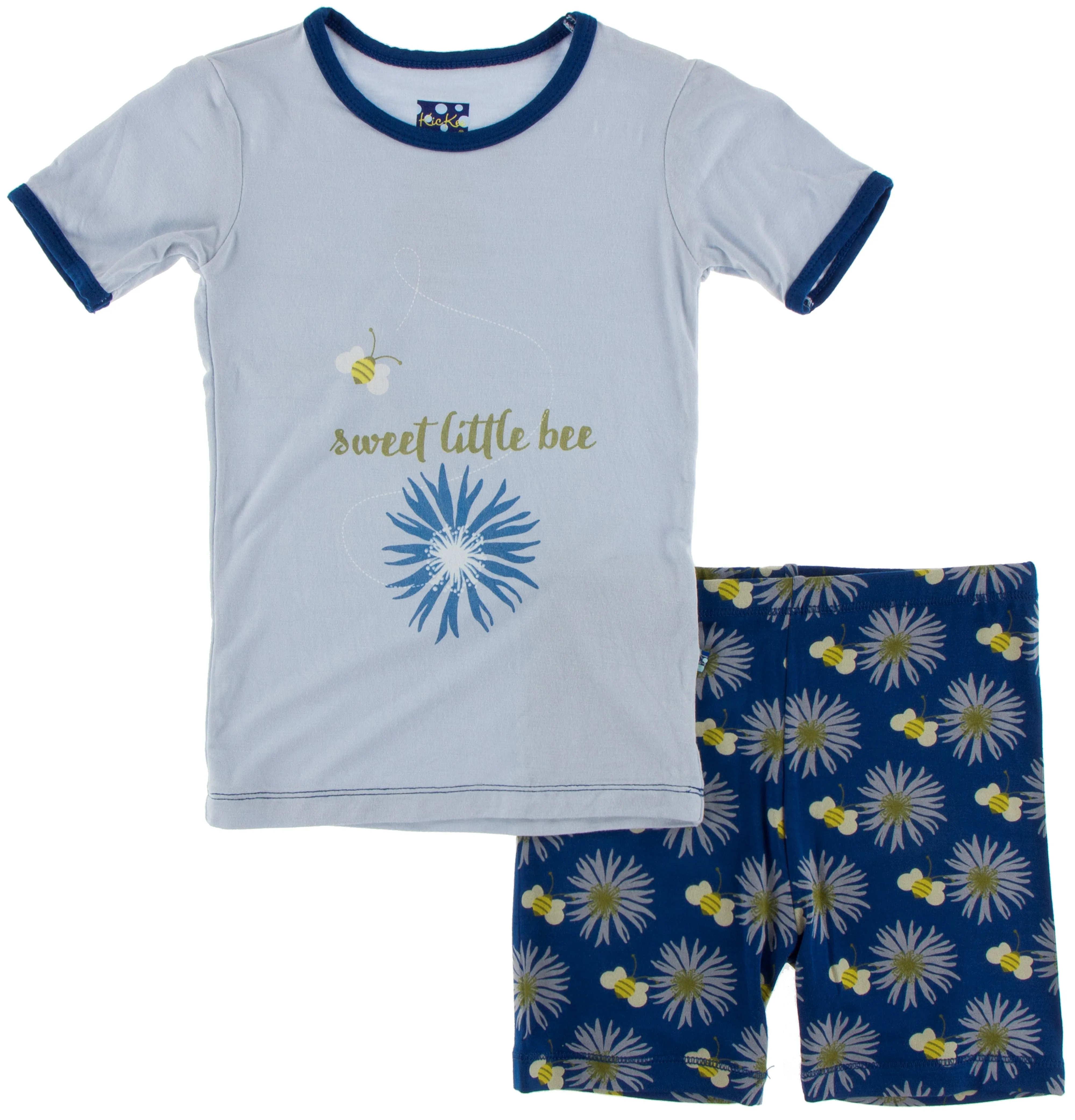 KicKee Pants Navy Cornflower and Bee S/S Pajama Set with Shorts