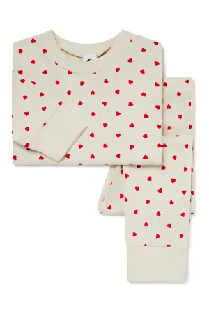 KIDS CLASSIC PYJAMA SET | RED LOVE HEARTS
