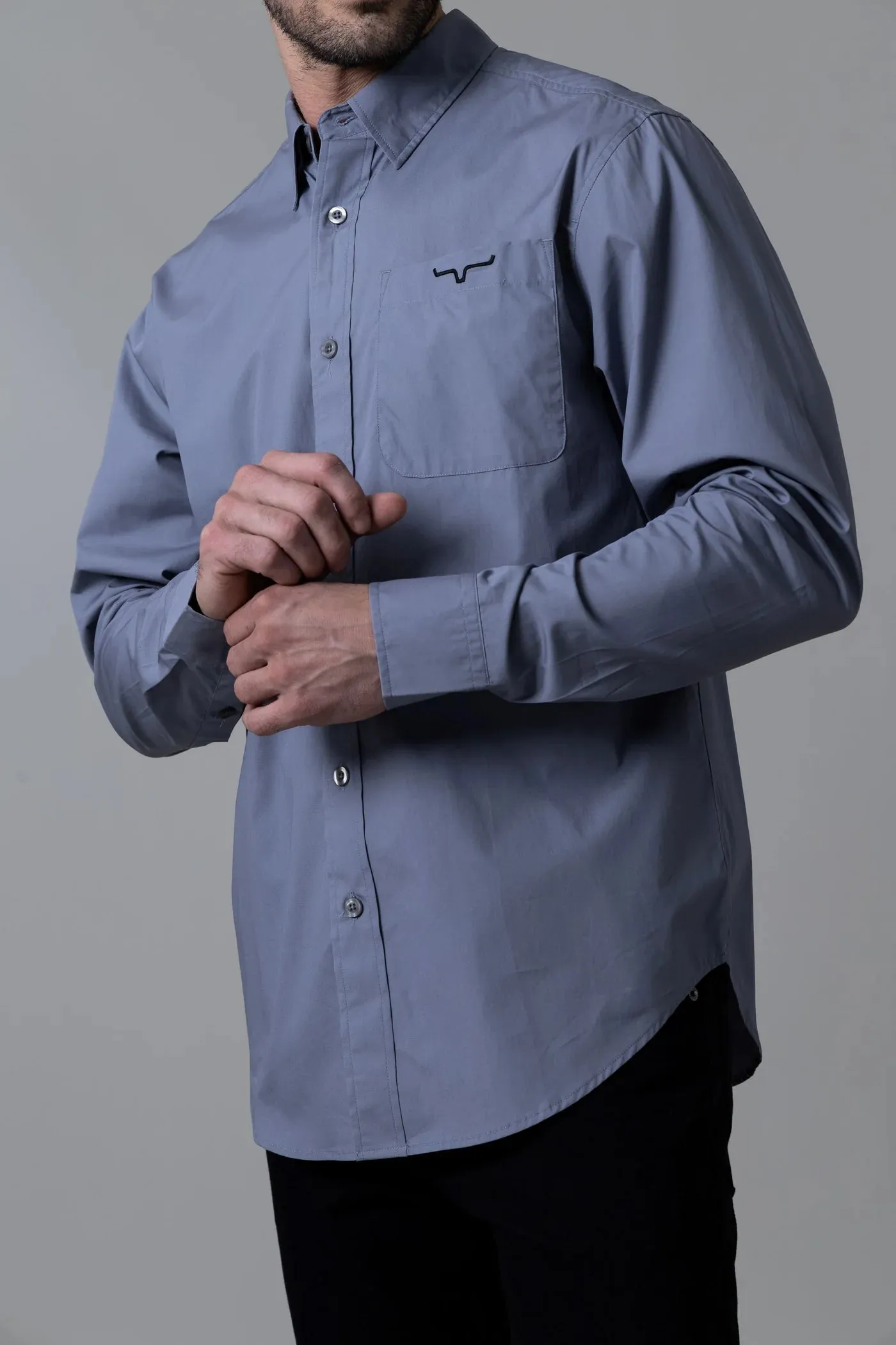 Kimes Ranch Men's KR Team Grey Long Sleeve Western Shirt
