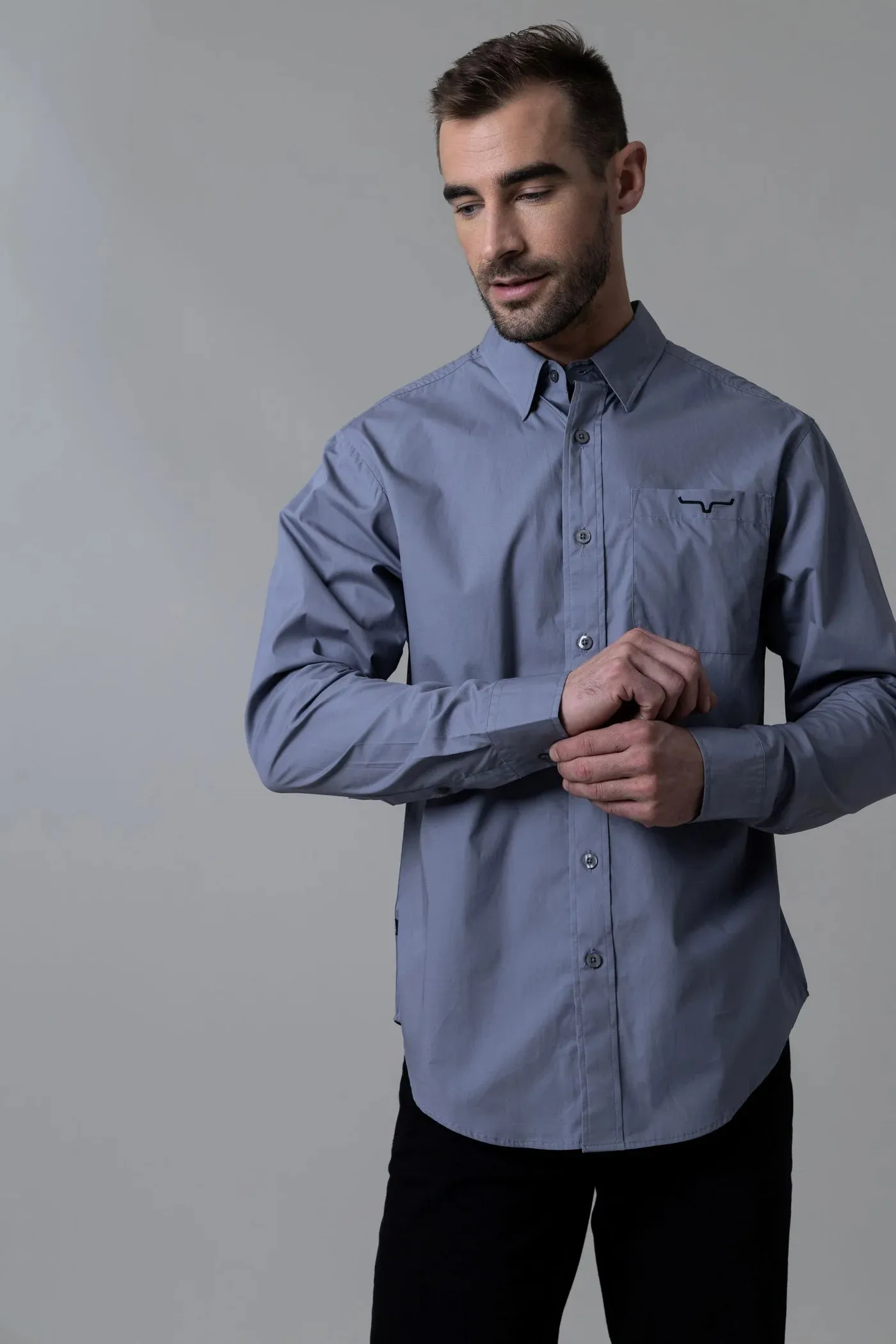 Kimes Ranch Men's KR Team Grey Long Sleeve Western Shirt