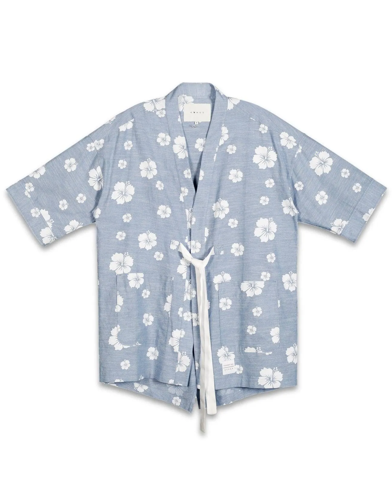 Konus Men's Kimono Shirt w/ Floral Print in Blue by Shop at Konus