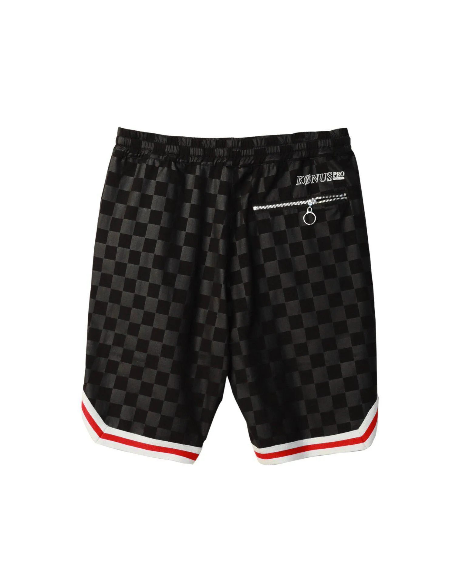 Konus Men's Tonal Checkered Shorts with Tape in Black