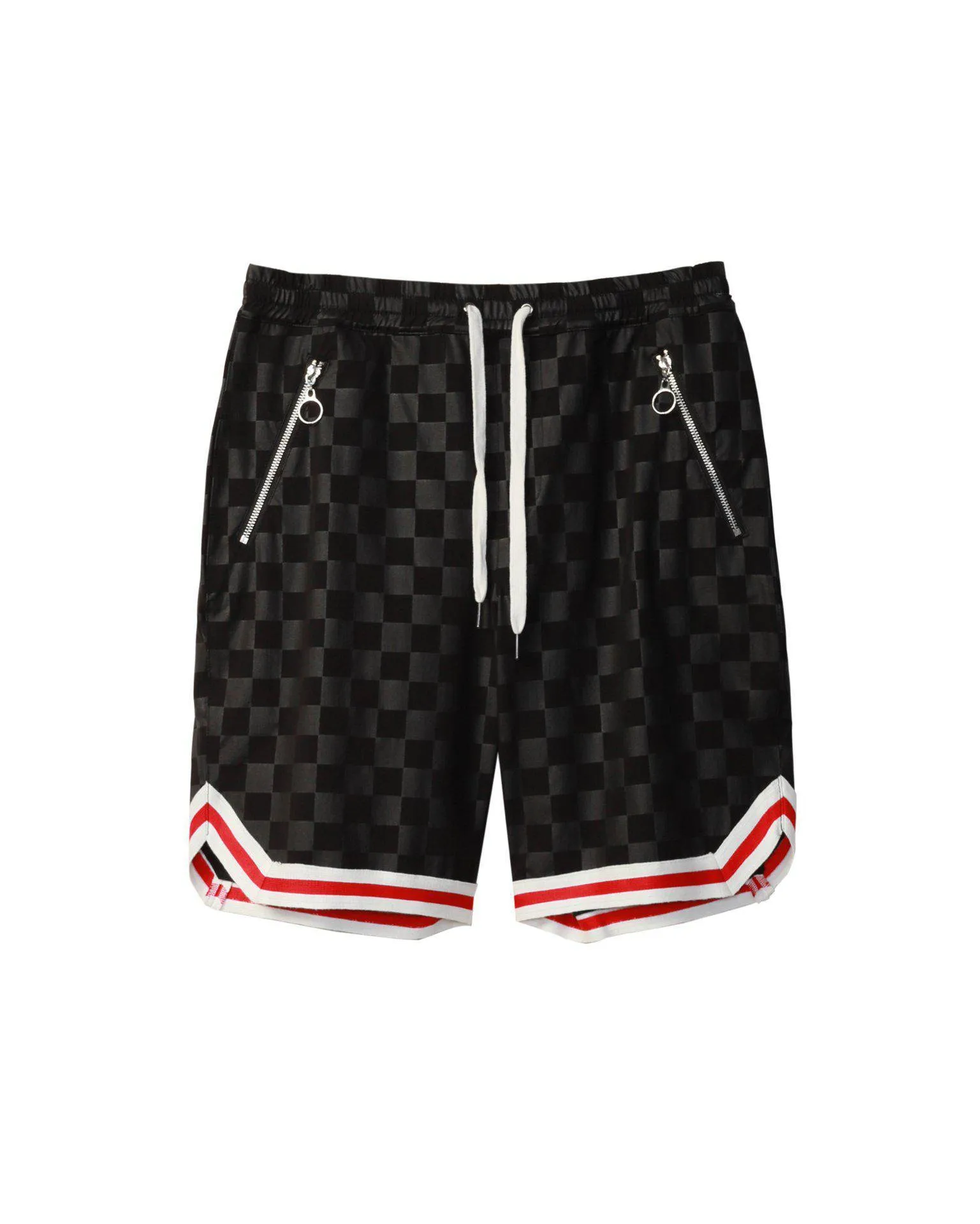 Konus Men's Tonal Checkered Shorts with Tape in Black
