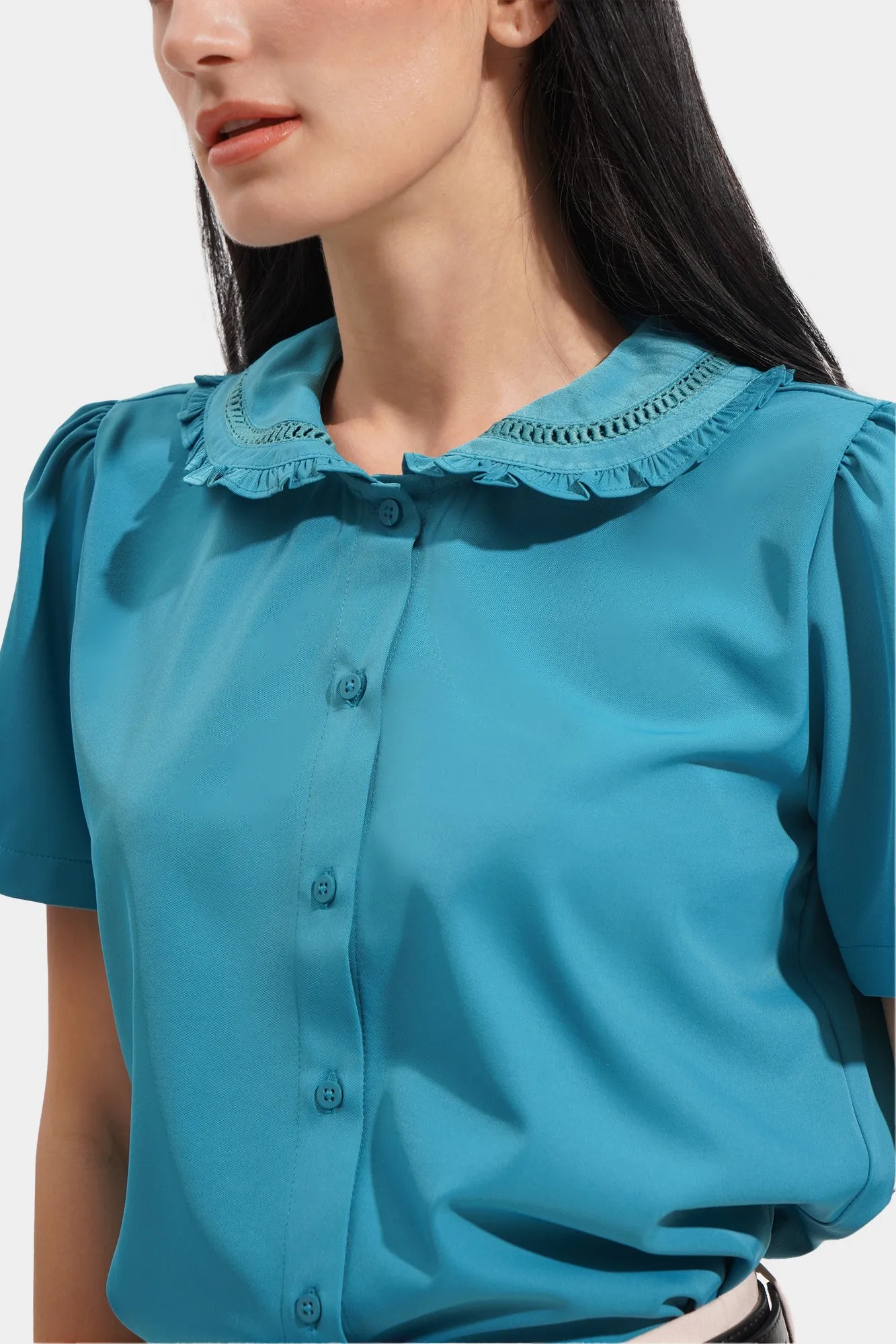 Lace Collar Button Down Shirt
