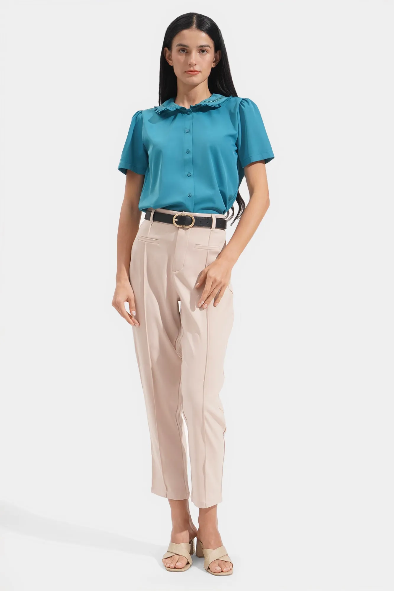 Lace Collar Button Down Shirt